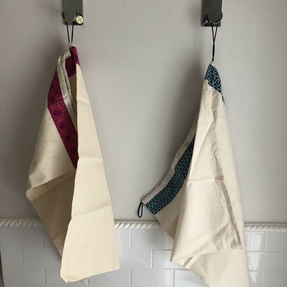 Two New Tory Burch beige Canvas Storage bags